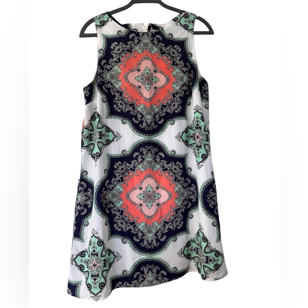 dressT Elegant Multicolor Patterned Sleeveless Dress Size 10 EUC